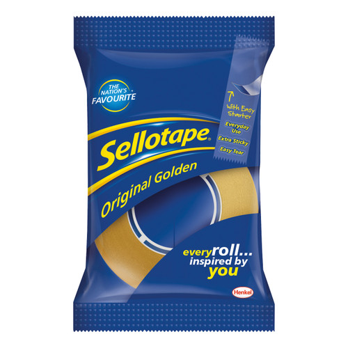 Sellotape Original Golden Tape Roll Non-static Easy-tear Small 18mmx33m Ref 1443251 [Pack 8]