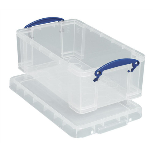 Really Useful Storage Box Plastic Lightweight Robust Stackable 9 Litre W255xD395xH155mm Clear Ref 9C