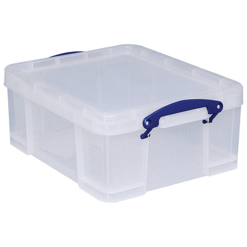 Really Useful Storage Box Plastic Lightweight Robust Stackable 18 Litre W390xD480xH200mm Clear Ref 18C