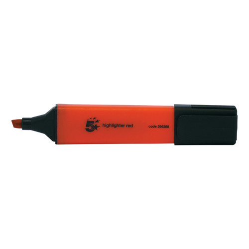 5 Star Office Highlighter Chisel Tip 1-5mm Line Red [Pack 12]