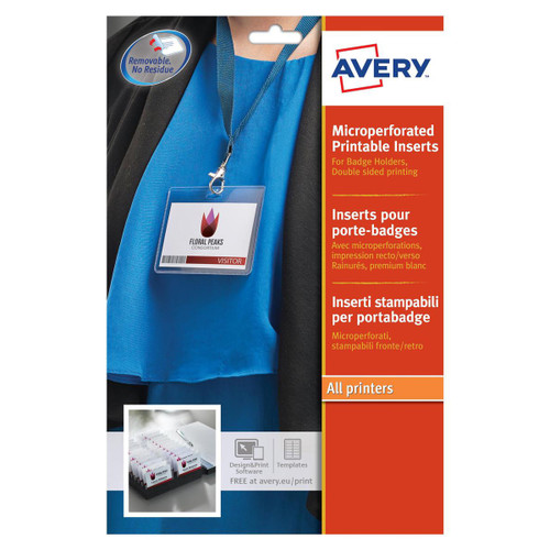 Avery Name Badges Laser-printable Refill Kit 8 per Sheet W86xH55mm Ref L7418-25UK [25 Sheets]