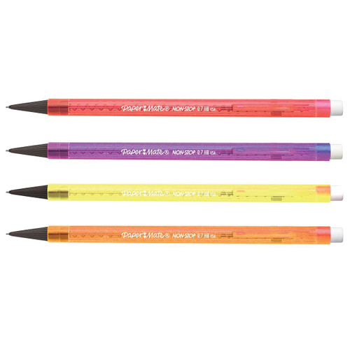 Paper Mate Non-Stop Automatic Pencil 0.7mm HB Lead Assorted Neon Barrels Ref 1906125 [Pack 12]