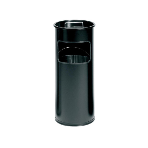 Durable Ashtray Waste Bin with 1.5 Kilos of Silver Sand 17 Litres with 2 Litre Ashtray Black Ref 3330/01