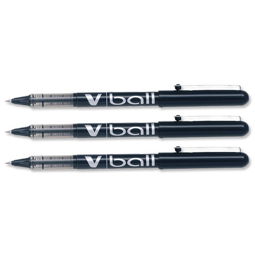 Pilot V-Ball VB7 Rollerball Pen Medium 0.7mm Tip 0.4mm Line Black Ref BLVB701 [Pack 12]