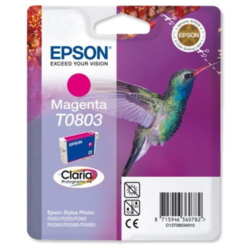 Epson T0803 Inkjet Cartridge Hummingbird Page Life 440pp 7.4ml Magenta Ref C13T08034011