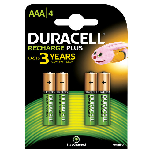 Duracell Battery Rechargeable Accu NiMH 750mAh AAA Ref 81364750 [Pack 4]