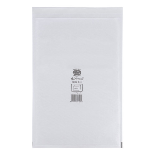 Jiffy Airkraft Bag Bubble-lined Size 6 Peel and Seal 290x445mm White Ref JL-6 [Pack 50]