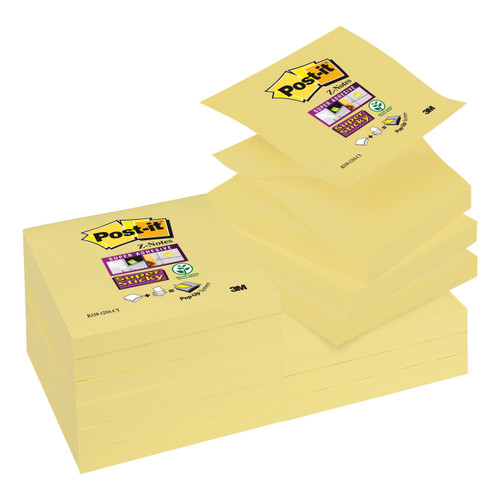 Post-it Super Sticky Z Notes 76x 76mm Canary Yellow Ref R330-12SS-CY-EU [Pack 12]