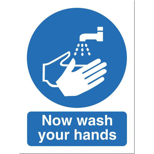 Stewart Superior Now Wash Your Hands Sign W150xH200mm Self-adhesive Vinyl Ref NS022SAV