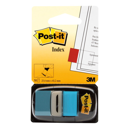 Post-it Index Flags 50 per Pack 25mm Bright Blue Ref 680-23 [Pack 12]