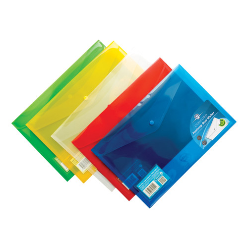 Concord Stud Wallet File Translucent Polypropylene Foolscap Assorted Ref 7095-PFL [Pack 5]