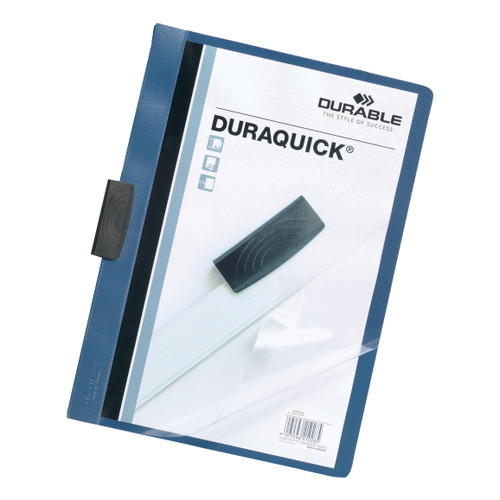 Durable Duraquick Clip Folder PVC Clear Front A4 Blue Ref 2270/06 [Pack 20]