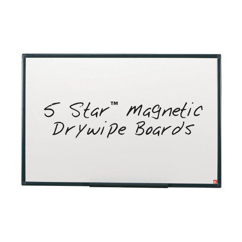 5 Star Office Magnetic Drywipe Board Steel Trim with Fixing Kit and Detachable Pen Tray W1800xH1200mm