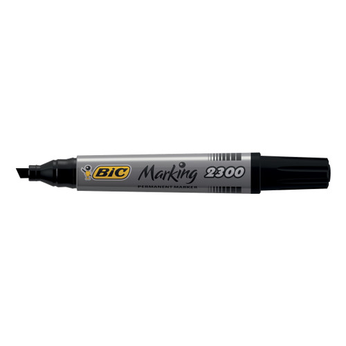 BIC Marking 2300 Permanent Marker Chisel Tip 3.7-5.5mm Line Black Ref 820926 [Pack 12]