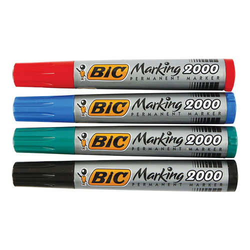 Bic Marking 2000 Permanent Marker Wallet Bullet Tip Line Width 1.7mm Assorted Ref 820911 [Pack 4]