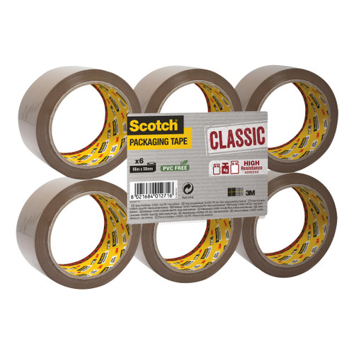 Scotch Classic Packaging Tape 50mmx66m Buff Ref CL5066F6B [Pack 6]