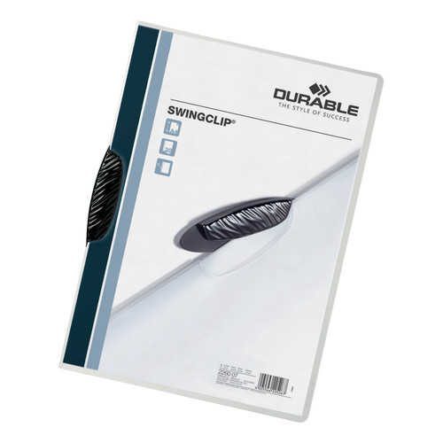 Durable Swingclip Folder Polypropylene Capacity 30 Sheets A4 Black Ref 2260/01 [Pack 25]