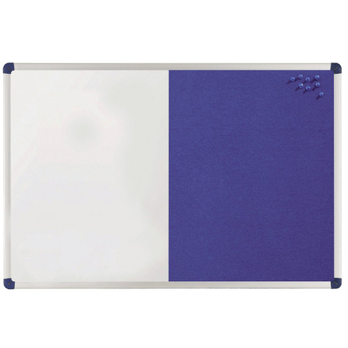 Nobo Classic Combination Board Magnetic Drywipe and Felt W1200xH900mm Blue Ref 1902258