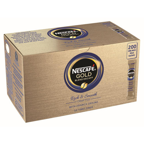 Nescafe Gold Blend Instant Coffee Granules Decaffeinated Stick Sachets Ref 12340522[Pack 200]