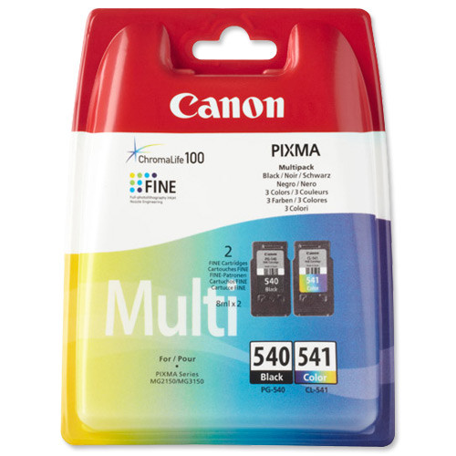 Canon PG-540/CL-541 Inkjet Cartridge Page Life 180pp 8ml Black/Tri-Colour Ref 5225B006 [Pack 2]