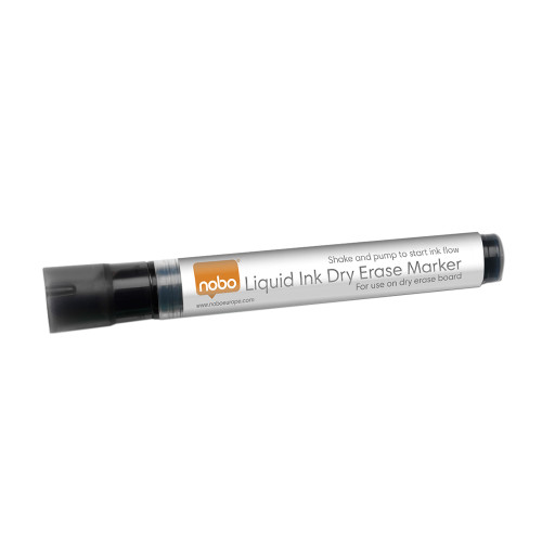Nobo Marker Liquid Ink Dry-wipe W/bd/Flipchart/OHP Bullet Tip 3mm Line Black Ref 1901073 [Pack 12]