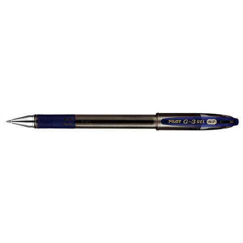 Pilot G-3 Gel Rollerball Pen Refillable Rubber Grip 0.7mm Tip 0.39mm Line Black Ref 090101201 [Pack 12]