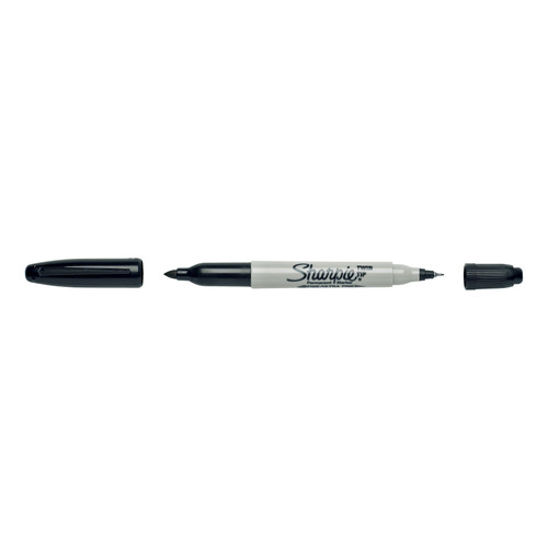 Sharpie Twin Tip Permanent Marker Alcohol-based 0.9mm and 0.5mm Line Black Ref S0811100 [Pack 12]