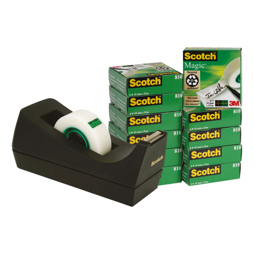 Scotch Magic Tape Value Pack 19mmx33m Ref SM12 [12 Rolls & FREE Dispenser]