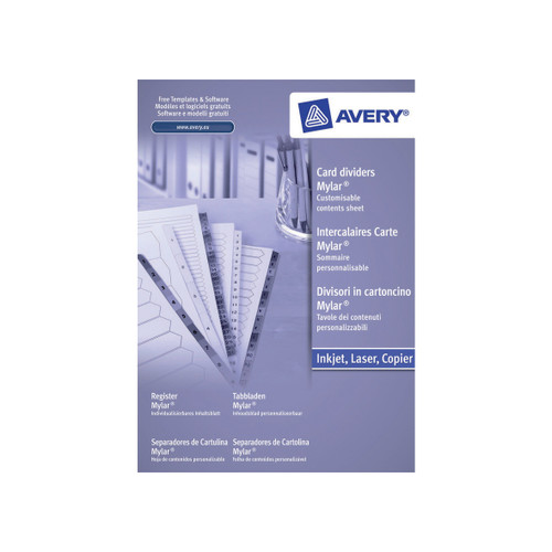 Avery Index Mylar Jan-Dec Punched Mylar-reinforced Tabs 150gsm A4 White Ref 05138061