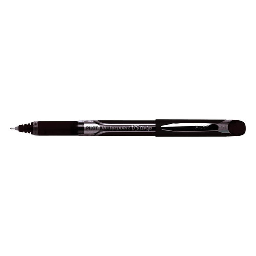 Pilot V5 Hi-Tecpoint Rollerball Pen Rubber Grip Fine 0.5mm Tip 0.3mm Line Black Ref BXGPNV501 [Pack 12]