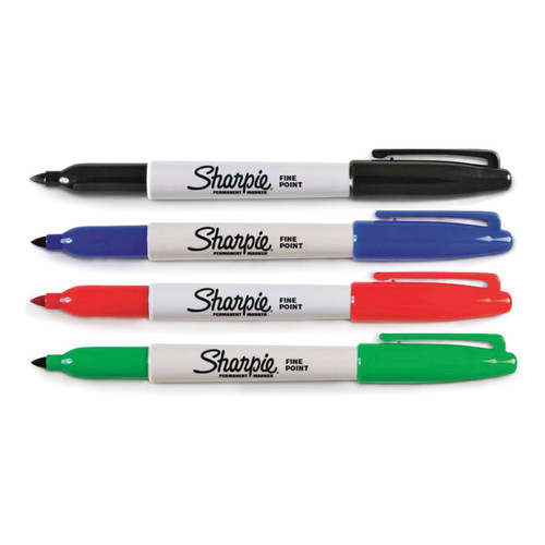 Sharpie Permanent Marker Fine Tip 0.9mm Assorted Ref S0810970 [Pack 4]