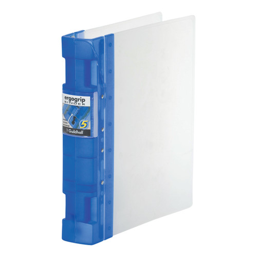 Guildhall GLX Ergogrip Binder Capacity 400 Sheets 4x 2 Prong 55mm A4 Frost Cobalt Blue Ref 4542 [Pack 2]