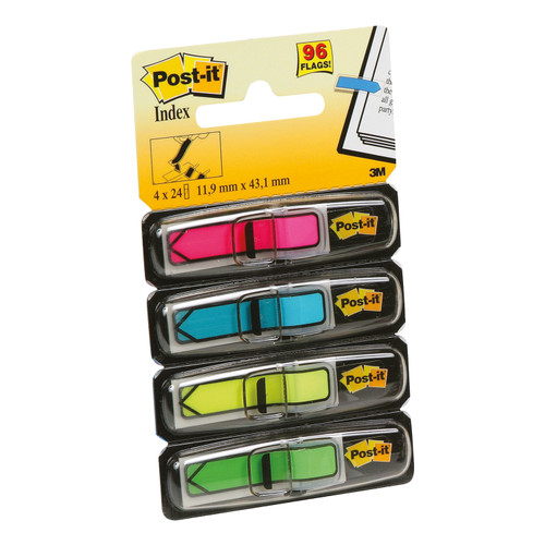 Post-it Index Arrows Repositionable W12xH43mm 4 Bright Colours Ref 684ARR4 [Pack 96]