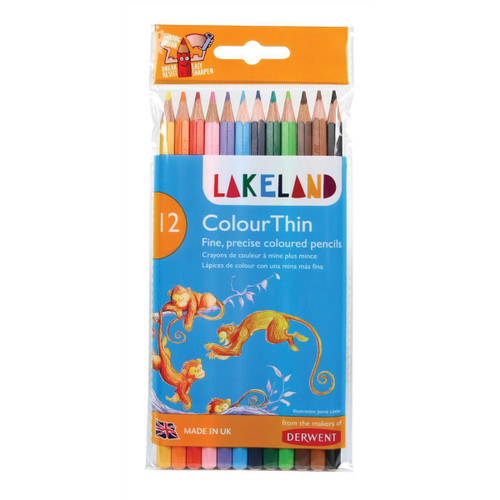 Lakeland Colour Thin Colouring Pencils Hexagonal Barrel Hard-wearing Wallet Asstd Ref 0700077 [Pack 12]