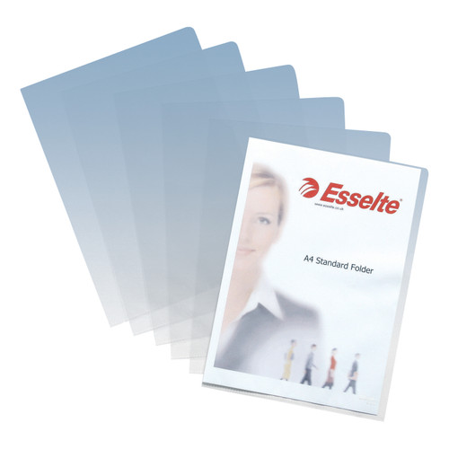Esselte Standard Folder Plastic Cut Flush Copy-safe A4 Clear Ref 54810 [Pack 100]