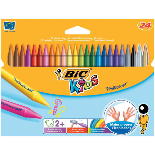 Bic Kids Plastidecor Crayons Long-lasting Sharpenable Wallet Vivid Assorted Colours Ref 8297721 [Pack 24]