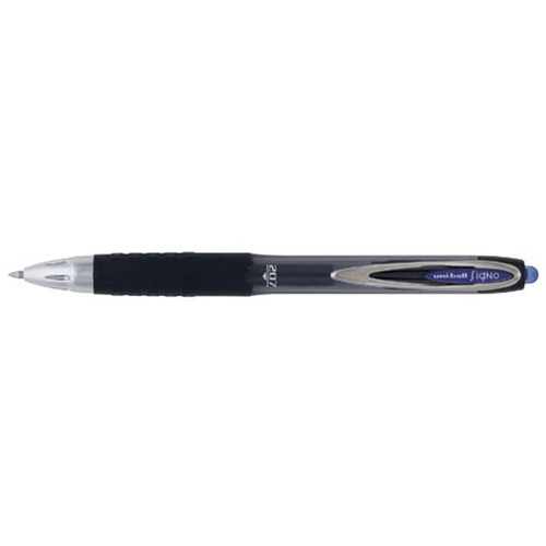 Uni-ball SigNo 207 Gel Rollerball Pen Retractable Fine 0.7mm Tip 0.5mm Line Blue Ref 762641000 [Pack 12]