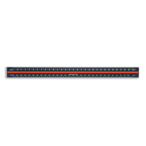 Linex Scale Ruler Triangular Aluminium Colour-coded Scales 1:1 to 1:2500 300mm Black Ref LXH382