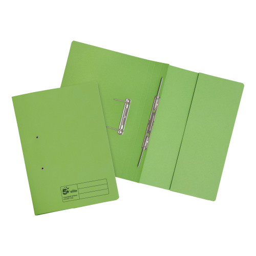 5 Star Elite Transfer Spring Pocket File Heavyweight 315gsm Foolscap Green [Pack 25]