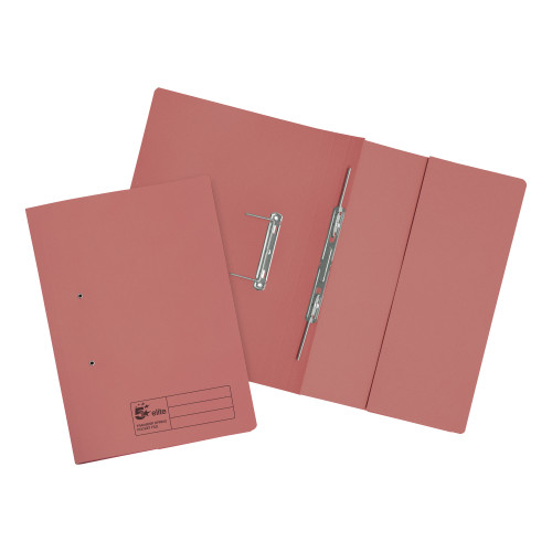 5 Star Elite Transfer Spring Pocket File Heavyweight 315gsm Foolscap Pink [Pack 25]