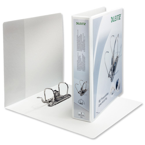 Leitz Presentation Mini Lever Arch File 180 Degree Opening 50mm Spine A4 White Ref 42260001 [Pack 10]