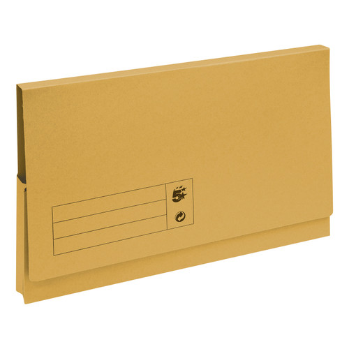 5 Star Office Document Wallet Full Flap 285gsm Recycled Capacity 32mm Foolscap Yellow [Pack 50]