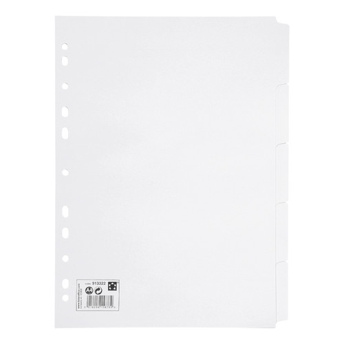 5 Star Office Subject Dividers 5-Part Recycled Card Multipunched 155gsm A4 White