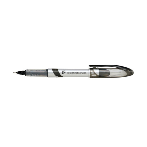 5 Star Elite Fineliner Pen Liquid 0.8mm Tip 0.4mm Line Black [Pack 12]