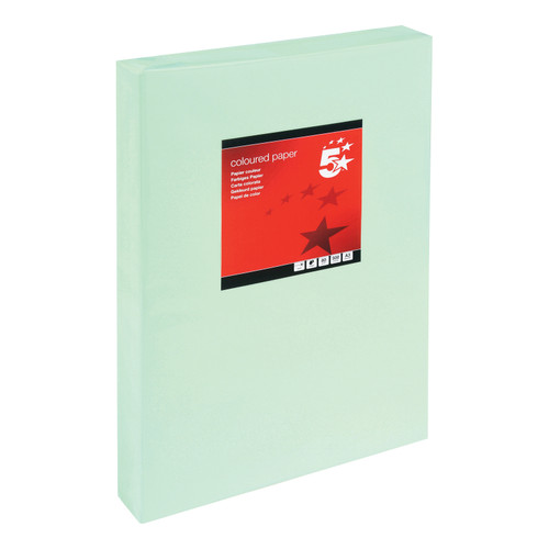 5 Star Office Coloured Copier Paper Multifunctional Ream-Wrapped 80gsm A3 Light Green [500 Sheets]