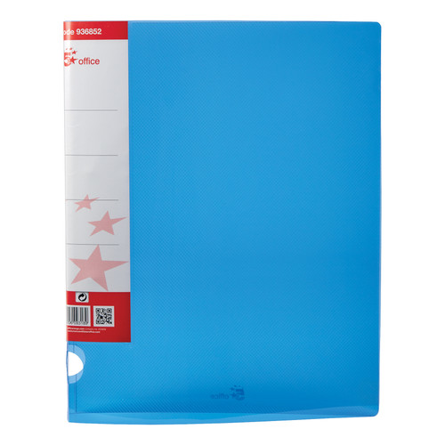 5 Star Office Ring Binder 2 O-Ring Translucent Polypropylene A4 Blue [Pack 10]