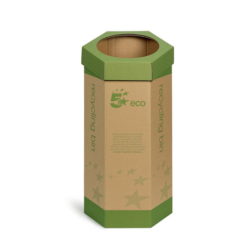 5 Star Eco Recycling Bin for Paper 120 Litres Base of 355mm Height of 679mm Green/Brown [Pack 3]