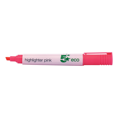 5 Star Eco Highlighter Chisel Tip 1-5mm Line Pink [Pack 10]