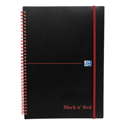 Black n Red Notebook Wirebound PP 90gsm Ruled and Perforated 140pp A5 Ref 100080140 [Pack 5]