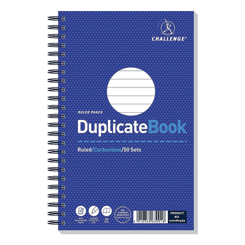 Challenge Duplicate Book Carbonless Wirebound Ruled 50 Sets 210x130mm Ref 100080469 [Pack 5]